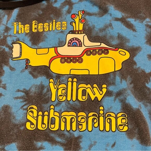 Vintage BEATLES Yellow Submarine Hoodie Tie Dye Blue Black Med - Picture 2 of 10